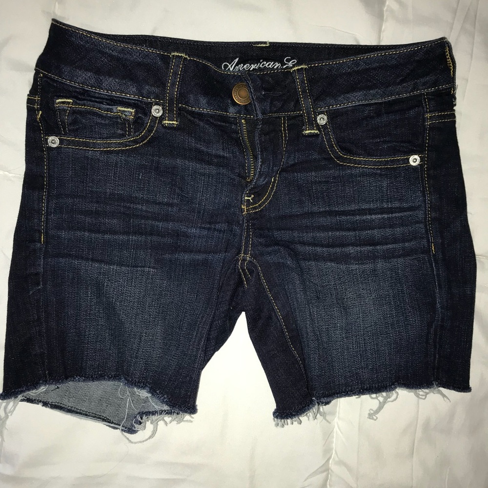 American Eagle dark wash midi shorts